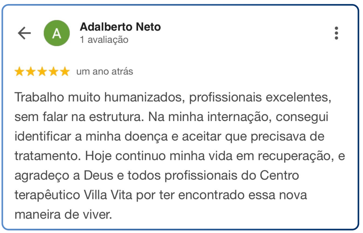 Depoimento de paciente da Villa Vita 1