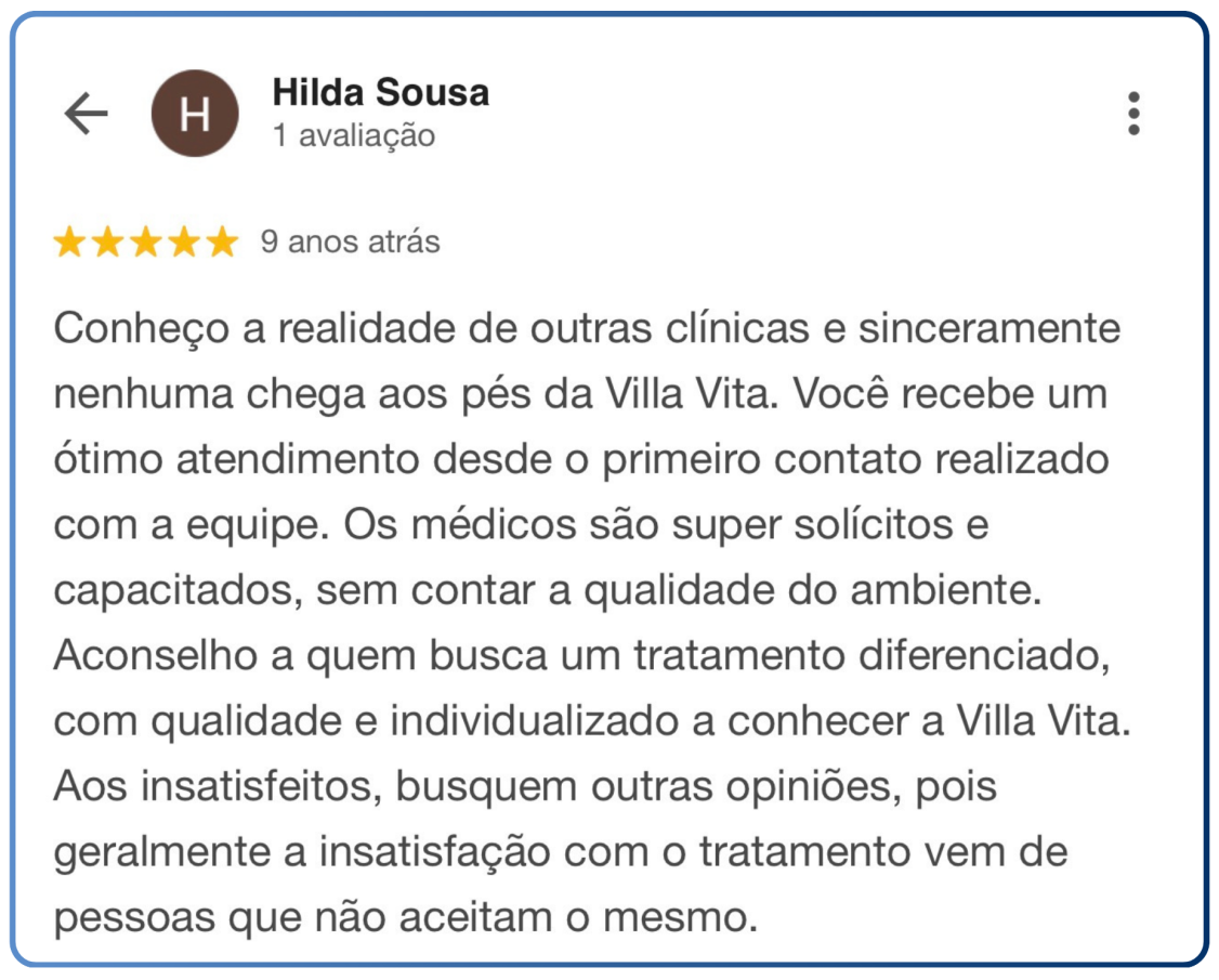 Depoimento de paciente da Villa Vita 5