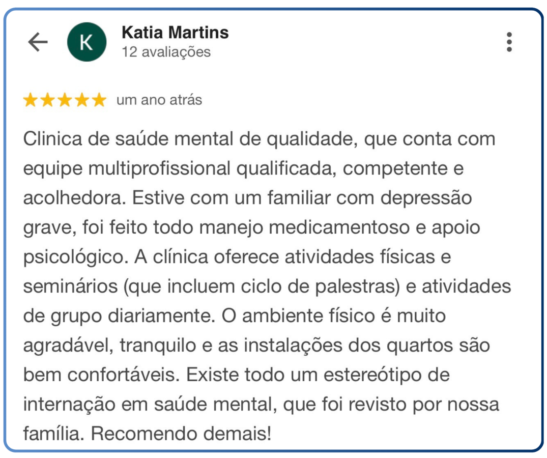 Depoimento de paciente da Villa Vita 6